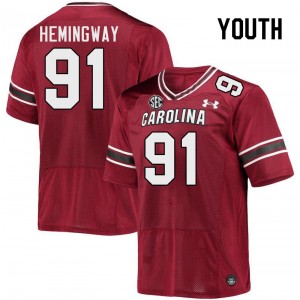 Youth Tonka Hemingway Garnet South Carolina Gamecocks College Football #91 Jersey 980256-559