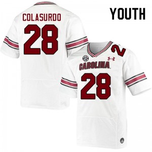 Youth Andrew Colasurdo White Gamecocks College Football #28 Jersey 189457-708