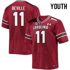 Youth Davis Beville Garnet Gamecocks College Football #11 Jersey 691495-617