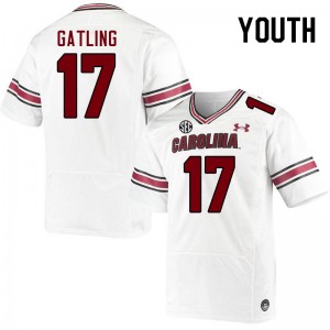 Youth Debron Gatling White Gamecocks College Football #17 Jersey 413218-770