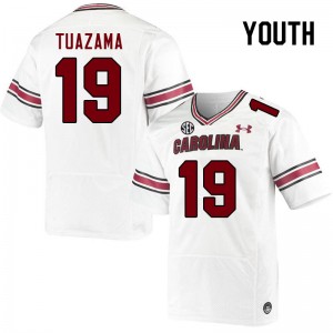 Youth Drew Tuazama White University of South Carolina College Football #19 Jersey 541891-416