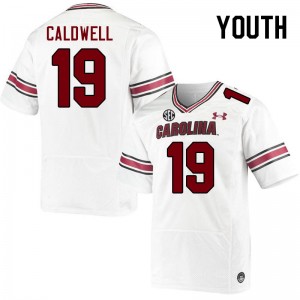 Youth Elijah Caldwell White Gamecocks College Football #19 Jersey 404277-677