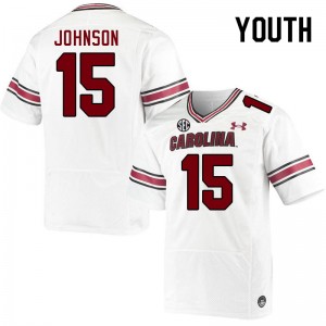 Youth Fred Johnson White South Carolina College Football #15 Jersey 917696-982