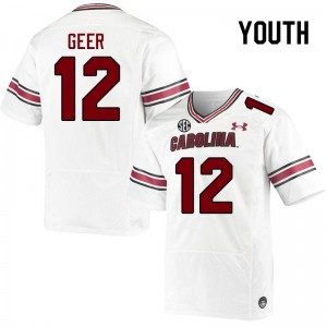 Youth Jatius Geer White Gamecocks College Football #12 Jersey 385640-526