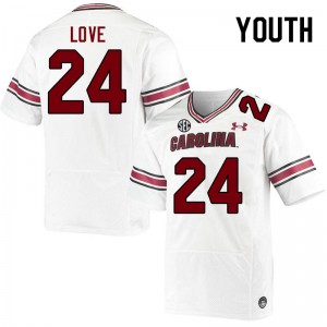Youth Mason Love White South Carolina College Football #24 Jersey 452843-420