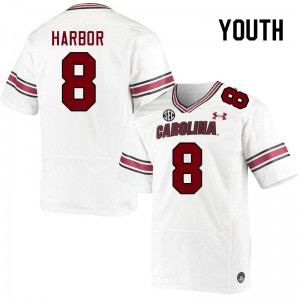 Youth Nyck Harbor White University of South Carolina College Football #8 Jersey 919873-856