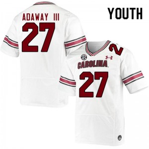 Youth Oscar Adaway III White Gamecocks College Football #27 Jersey 401343-609