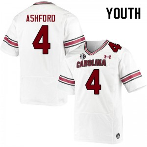 Youth Robby Ashford White South Carolina College Football #4 Jersey 546529-190