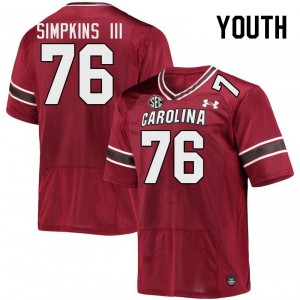 Youth Torricelli Simpkins III Garnet South Carolina College Football #76 Jersey 742422-699