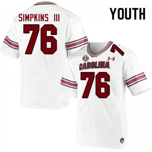 Youth Torricelli Simpkins III White University of South Carolina College Football #76 Jersey 592788-146
